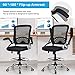 Giantex Mesh Drafting Chair, Standing Desk Stool with Lumbar Support, Adjustable Counter Height Office Chair w/Flip Up Arms & Footrest Ring, Sit Stand Chair Tall Office Chair