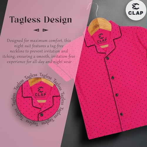 Image of CLAP Kids Cotton Printed Half Sleeves Night Suit