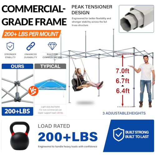Image of Tradesparker 10x20 Pop Up Tent with Sidewalls,Commercial Movable Canopy ApexCore LED & Rugged Casters-Instant Easy Setup Shelter Canopies,Weight Bags&Stakes for Outdoor Events(Navy Blue)