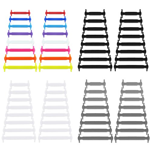 Newkeen 4 Paires No Tie Lacets pour les enfants et adultes, imperméables Silicon Flat élastiques Lacets de sport course de chaussures pour Shoes Sneaker Conseil Bottes et Souliers