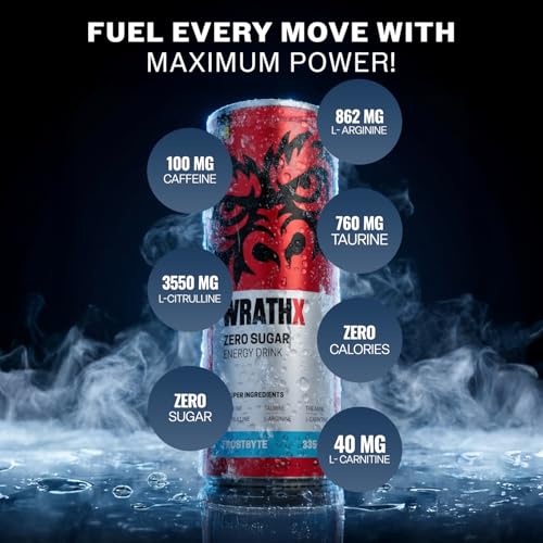 Image of MuscleBlaze WrathX Energy Drink, Frostbyte, 335ml x Pack of 6