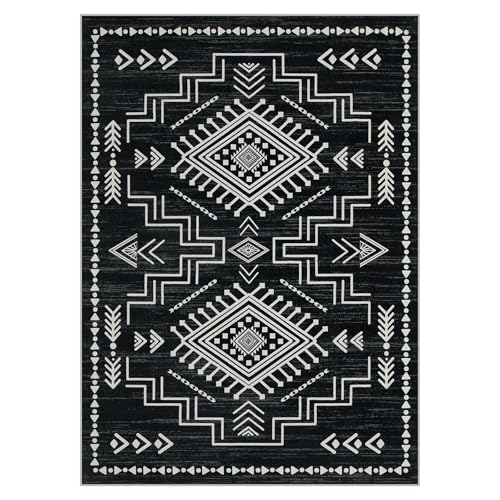 Tapete Joydeco Marroquí 5x7 Negro y Blanco miniatura 2