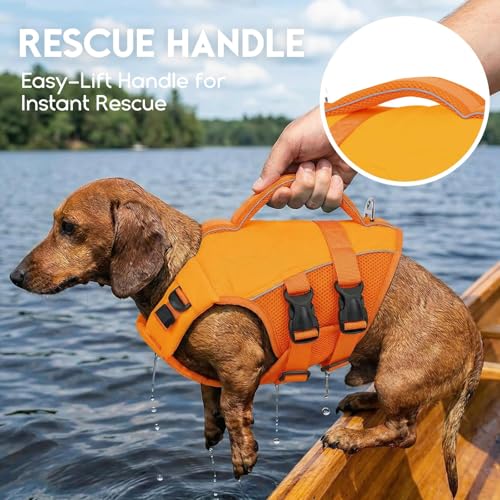 ASENKU Schwimmweste Hund für Kleine Hunde XS,Verstellbar & Ripstop Hundeschwimmweste,Rettungsweste für Hunde mit Griff und Reflektierend zum Chihuahua, Dackel, Französische Bulldogge,Labrador