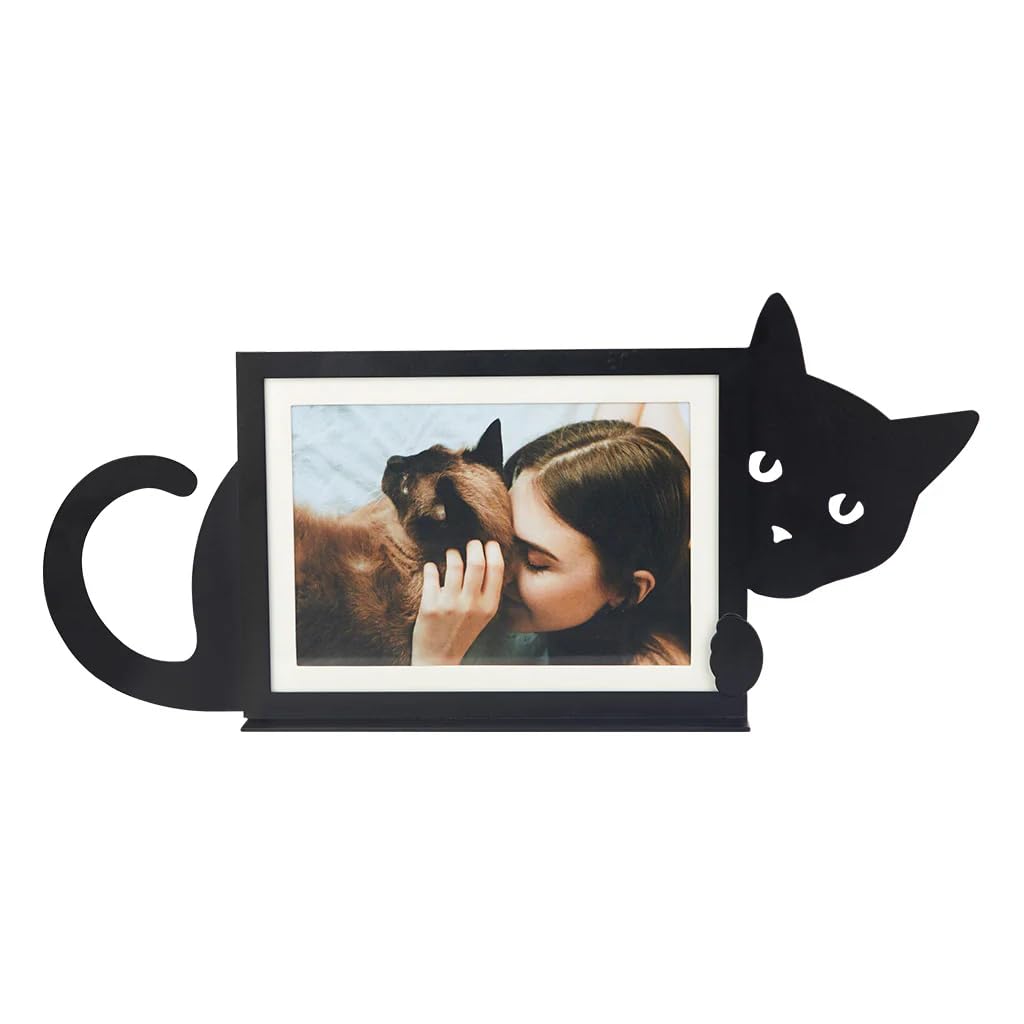 Balvi Black Frame Hidden Cat Colour Cat-Shaped Design For Animal Lovers Metal 15X10 Cm