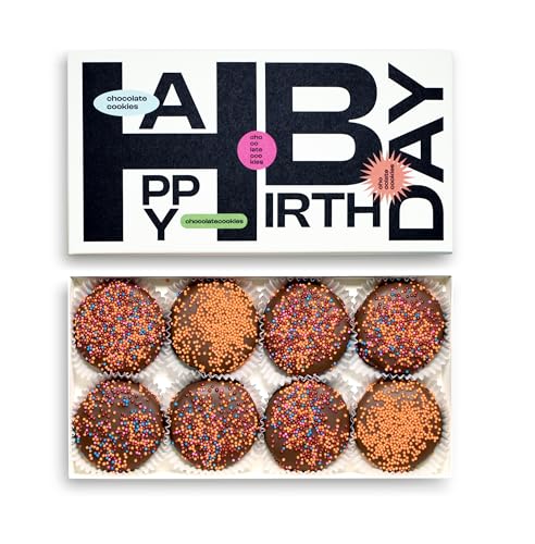 Happy Birthday Chocolate Dipped Oreo Cookies Gift | Olde Naples Hand Decorated Oreo Cookies | Gift Basket 8pc Oreo Cookies Assortment Milk Chocolate (Upbeat)