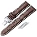 iStrap 22mm Calf Leather Stitched Replacement Watch Band Push Button Deployment Buckle Strap Brown
