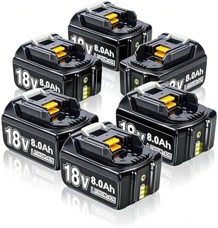 6 Stück 18V 8000mAh/8.0Ah Li-ion Akku Ersatzakku für makita Akku 18V BL1850 BL1850B BL1830 BL1860B BL1845 BL1835 BL1815 194205-3 LXT-400 BL1860 with LED Werkzeugakku