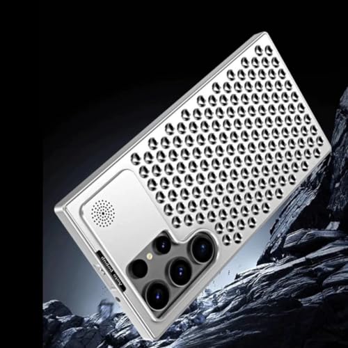 Image of Premium Metal Alloy Case for Samsung Galaxy S25 Ultra, Shockproof Cover with Heat Dissipation, Silver (Samsung Galaxy S25 Ultra)