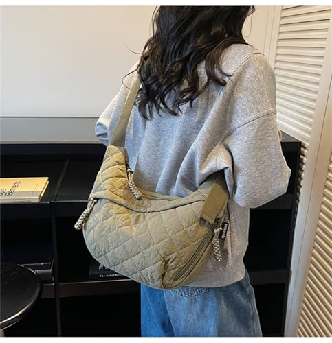 Image of Crescent Shoulder Bag Nylon Crossbody Bag for Women Nylon Hobo Bags Slouchy Sling Purse Dumpling Bags