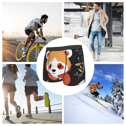 Animal Raccoon Men's Boxer Briefs, Leaves Breathable Mens Underwear Comfort Boxers Shorts Support Trunks4