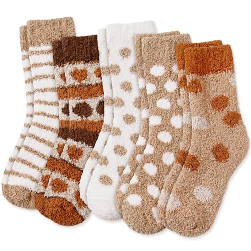 Image of Foaincore 10 Pairs Fuzzy Socks for Women Cozy Fluffy Warm Soft Slipper Socks Thick Winter Gifts for Adult Gifts