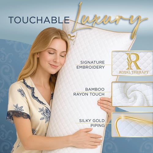 Image of Royal Therapy Body Pillow for Adults - 20x54 Full Body Pillow for Side Sleeper, Pregnancy, Back Pain & Maternity - Memory Foam Long Bed Pillow with Cooling Bamboo Rayon Cover