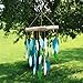 Blue Handworks Ocean Waterfall Glass and Driftwood Chime, Sandblasted Glass and Found Wood Handcrafted Wind Chime