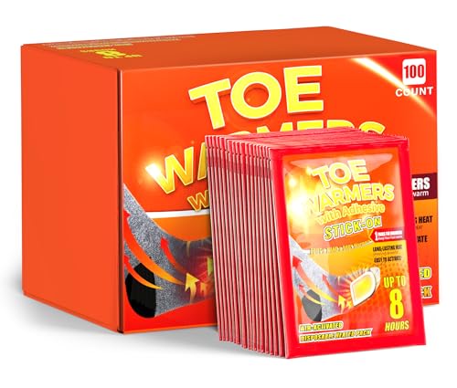 Toe Warmer - Hand and Foot Warmers 100 Pair, Long-Lasting Up to 8 Hours Feet Warmers Disposable with Adhesive, Ultra Thin Safe Toe Warmers for Feet, Winter for Women Men Mom Dad