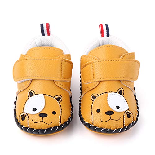 Baby Boys Girls Pu Leather Hard Bottom Walking Shoes Toddler Rubber Sole Slip On Newborn First