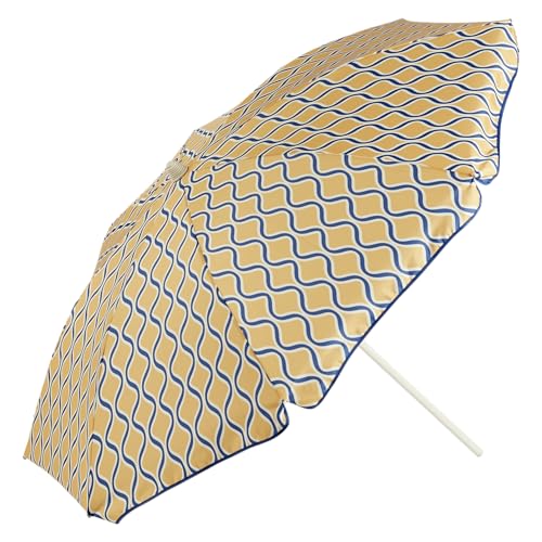 EZPELETA Parasol de style vintage de plage ou de terrasse en aluminium pliable et léger (inclinable). Protection solaire UPF 50+ (diamètre 163 cm). Livré avec housse et filetage., Vagues jaunes, 163cm EZPELETA Parasol de style vintage de plage ou de terrasse en aluminium pliable et léger (inclinable). Protection solaire UPF 50+ (diamètre 163 cm). Livré avec housse et filetage., Vagues jaunes, 163cm