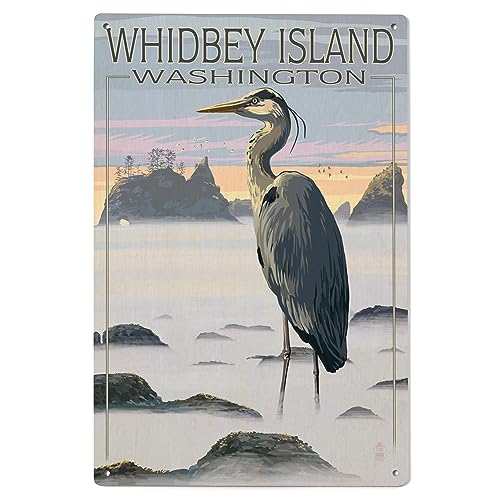 Lantern Press Whidbey Island Blue Heron Wood Sign
