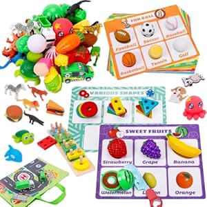 Esjay Sorting Toys for Toddlers, Montessori Toys Preschool Learning Activities, Fine Motor Skills Educational Sensory Games with Multiple Theme Play Set, Gifts for Kids Boys and Girls
