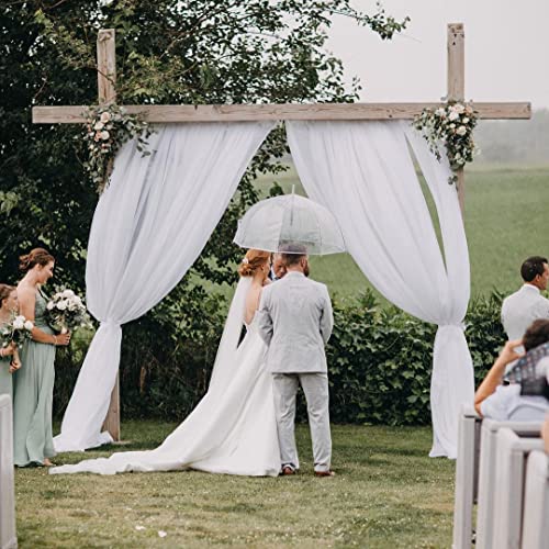B-Cool White Sheer Backdrop Curtain 10Ft By 8Ft Chiffon Backdrop Drapes Panels Perfect For Romantic Wedding Decorations #TOP4