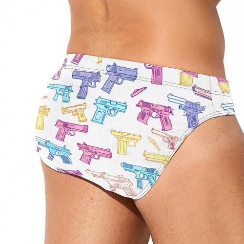 Colorful Guns Novelty Men's Swimming Brief Swimwear Pants Trunks Beach Shorts Underwear3