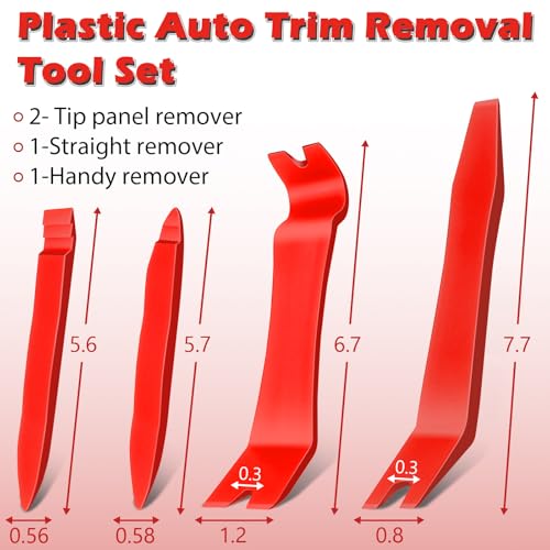 Image of Doaho 7 Pcs Car Trim Removal Tool Kit with Non-Scratch Plastic Pry Tool and Fastener Clip Pliers for auto Safe Interior Car Panel Detachment, Dashboard, Door Clips & Upholstery - Red