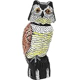 PrimeMatik - Ahuyentador de Aves Tipo Estatua búho con Ojos Reflectantes 40cm Hembra