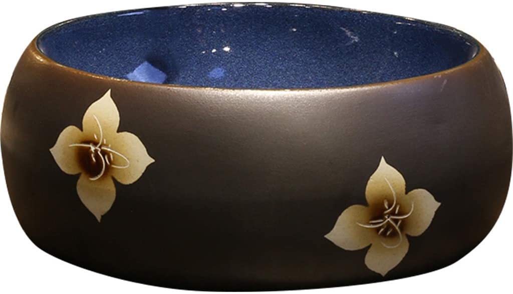 WDSOPK Vessel Sink Hotel Art for Outdoor Bistro - Chinese Antique Countertop Washbasin Mysterious Retro Blue Ceramic Single Washbasin,Blue-48 * 34 14cm (Set 39.5 * 15cm)
