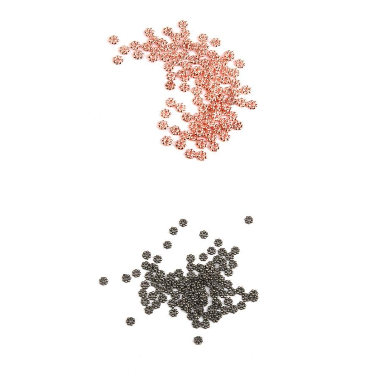SNAPPSY 200 Pieces Snowflake Flower Shape Alloy Spacer Beads Jewelry Findings 4mm-image-10