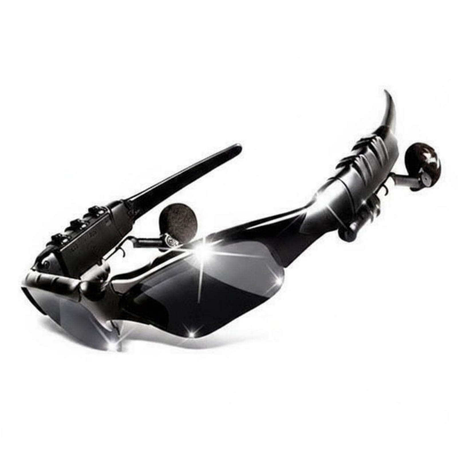 MYADDICTION Built-in Audio Pickup Bluetooth Headset Glasses Side Buttons Bluetooth Sunglasses Tinted Lenses Smart Shades Curved-Frame, Black-image-7