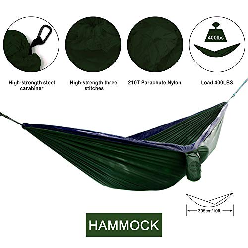 LAZZO Camping Hammock Set All-Inclusive Double Hammock, Bug Net, Tarp, Suspension, Guyline, Stakes and Backpack, Perfect for Backpacking, Camping, Hiking & Yard (Olive, 10) - Image 5