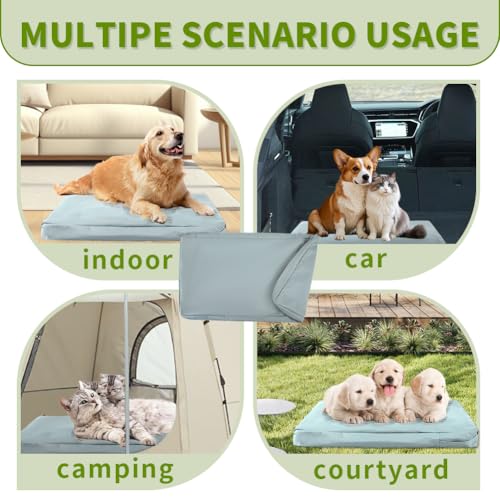DUJUIKE 100% Wasserdichter Ersatzbezug für Hundebett, Ersatzbezug für Hundeunterlage, Waschbarer, Abnehmbarer Hundematratzenbezug, Hundematratzeneinlage mit Reißverschluss(Grau,S(76 x 51 x 10cm))