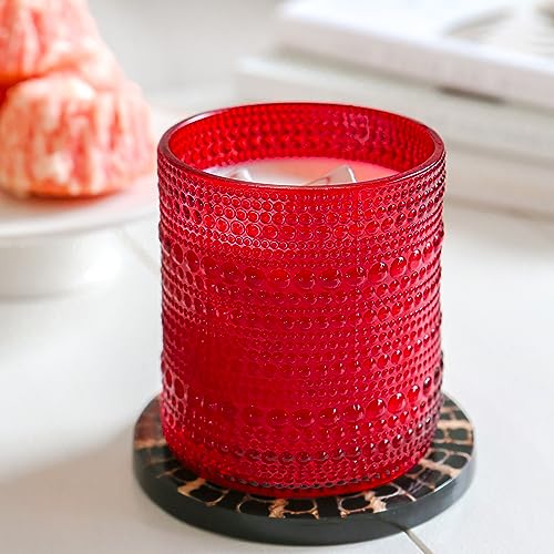 Image of Kate Aspen Retro Arch Floral Red Drinking Glasses Set of 6, 10 oz Vintage Ribbed Glass Cups, Christmas Glassware & Holiday Drinkware, Valentine's Day & Holiday Hostess Gift