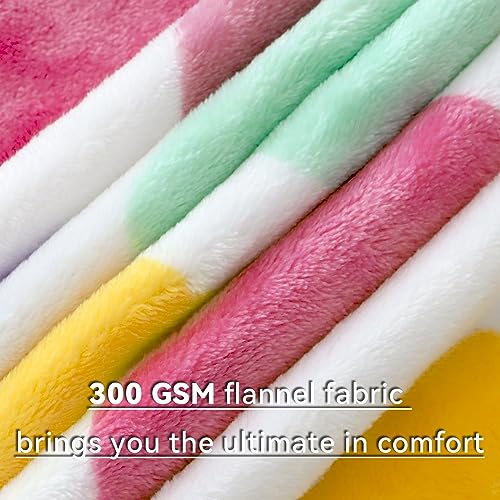 Image of GEULAY Rainbow Blanket for Girls Boys, 50 inchx60 inch | Soft Cozy Warm, Colorful Fleece Throw, For Bed Couch, Boho Home Room Decor, Easter Basket & Birthday Gift