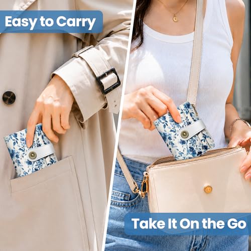 Image of Small Wallet for Women, RFID Blocking Bifold Card Holder Wallet with 10 Card Slots, Cash Compartment, Zipper Coin Pocket & ID Window, Cute Soft Vegan Leather Compact Wallet, Watercolor Petal