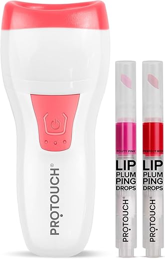 PROTOUCH Lip Plumping Essential Set | Pro-Lips Lip Plumper Device with Lip Plumping Drops in Perfect Red and Pouty Pink