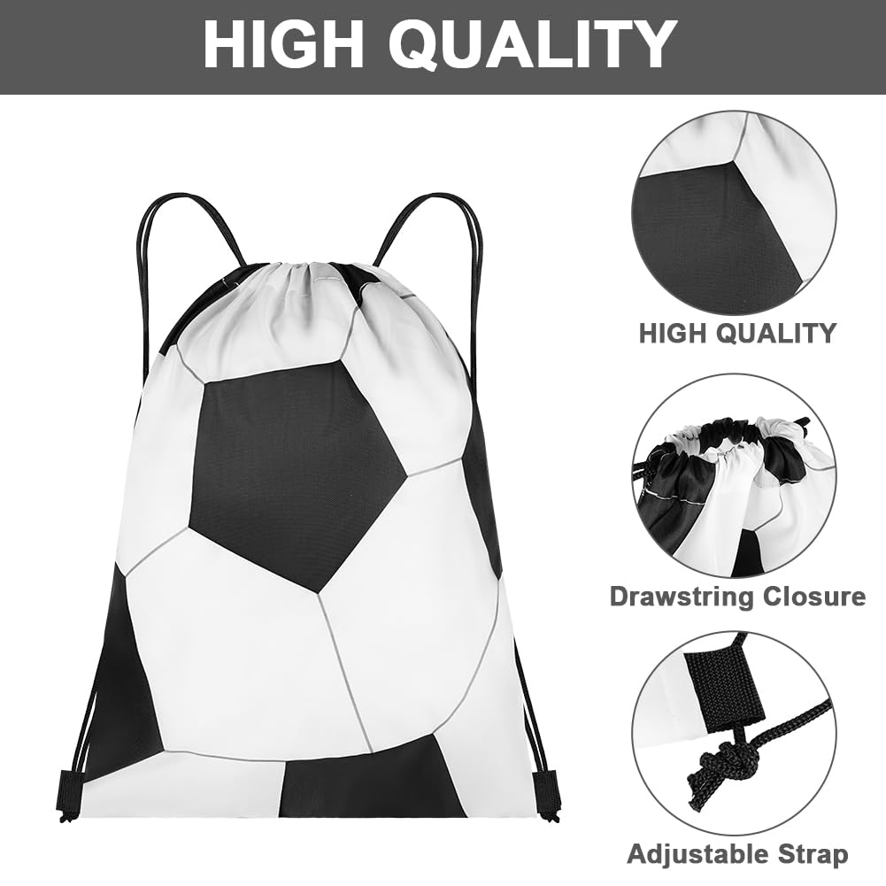 DiULi Lot de 4 Sacs de Sport à Cordon Enfant Football, Sac de Gym Léger avec Cordon de Serrage Réglable, Sac à Dos Imperméable avec Imprimé Sport, Sac de Rangement Pliable pour École et Entraînement