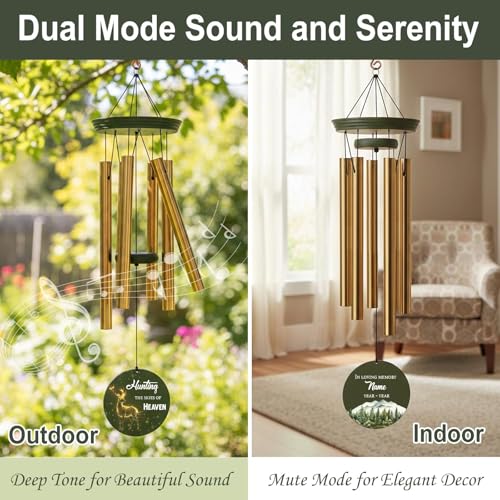 Image of Memorial Wind Chimes for Loss of Loved One, Personalized Sympathy Gifts Deep Tone 30 /36 inch Wind Chimes for Bereavement Funeral, Remembrance Windchime for Mom Dad