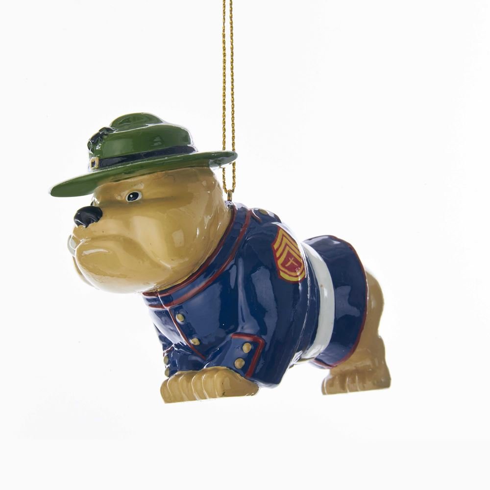 Figurine bulldog US Marine Corps pour décorer le sapin de Noël en famille