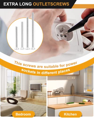 Vigrue #6-32 1-1/4, 1-1/2,1-3/4,2 Long Outlet Screws Long Electrical Outlet Screws Machine Screws Device Mounting Screws Electrical Outlet Extender For Fix Wonky And Sunken Outlets #TOP4