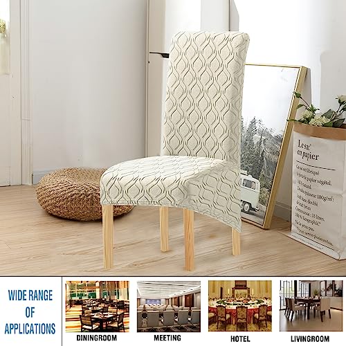 Housse de chaise cuisine extensible grand dossier jacquard lavable - 4