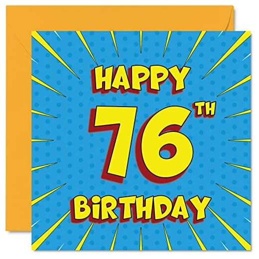 Divertidas tarjetas de 76 cumpleaños para hombres y mujeres, libro de cómics, tarjeta de feliz cumpleaños para abuelo, abuela, niñera, papá, 145 mmx145 mm, tarjeta de felicitación de 76 cumpleaños