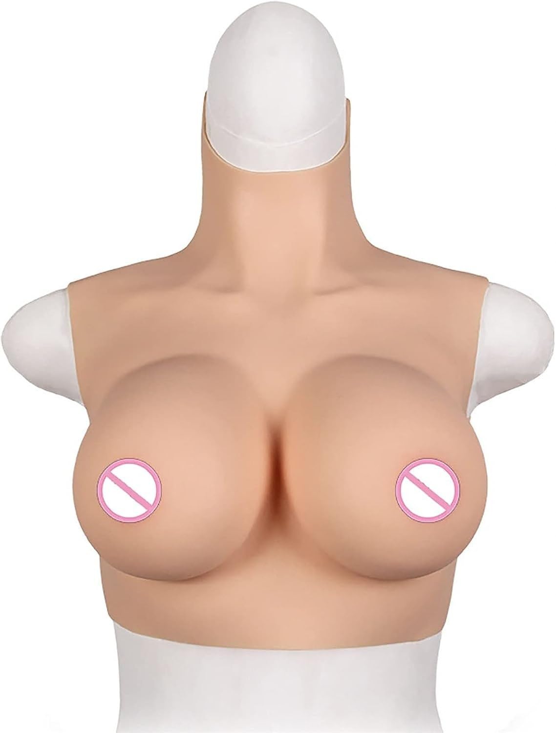 Demi- Buste Silicone Poitrine prothese Ronde col ajuste Fausse Poitrine Rembourrage Coton Doux pour Crossdresser Buste Drag Queen mastektomie transgenre Bonnet, D Cup, D Cup