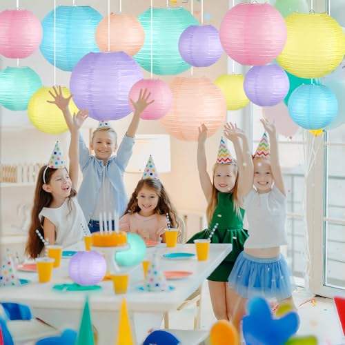 Image of 15-Pack Pastel Classroom Decor, Hanging Paper Lanterns for Parties
