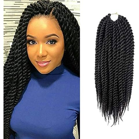 DakTou(18 Inch,6Packs/Lot) Havana Twist Crochet Hair 2X Senegalese Twist Hair Crochet Braids Mambo Twist Crochet Hair Synthetic Braiding Hair,1B Cover