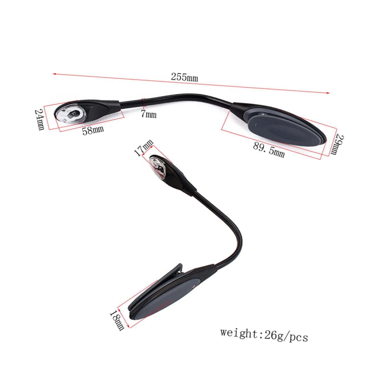 Abaodam Clip-on Book Reading Light Music Score Stand Led Mini Book Lamp Portable Reading Lamp for Adjustable Light (Grey)