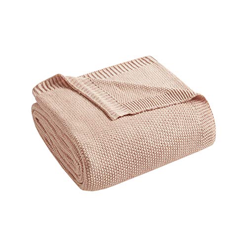 Image of INK+IVY Bree Knit Throw Blanket for Bed, Sofa, and Couch, Lightweight, Breathable, Soft & Cozy Summer Blanket, Throw (50 in x 60 in), Coral