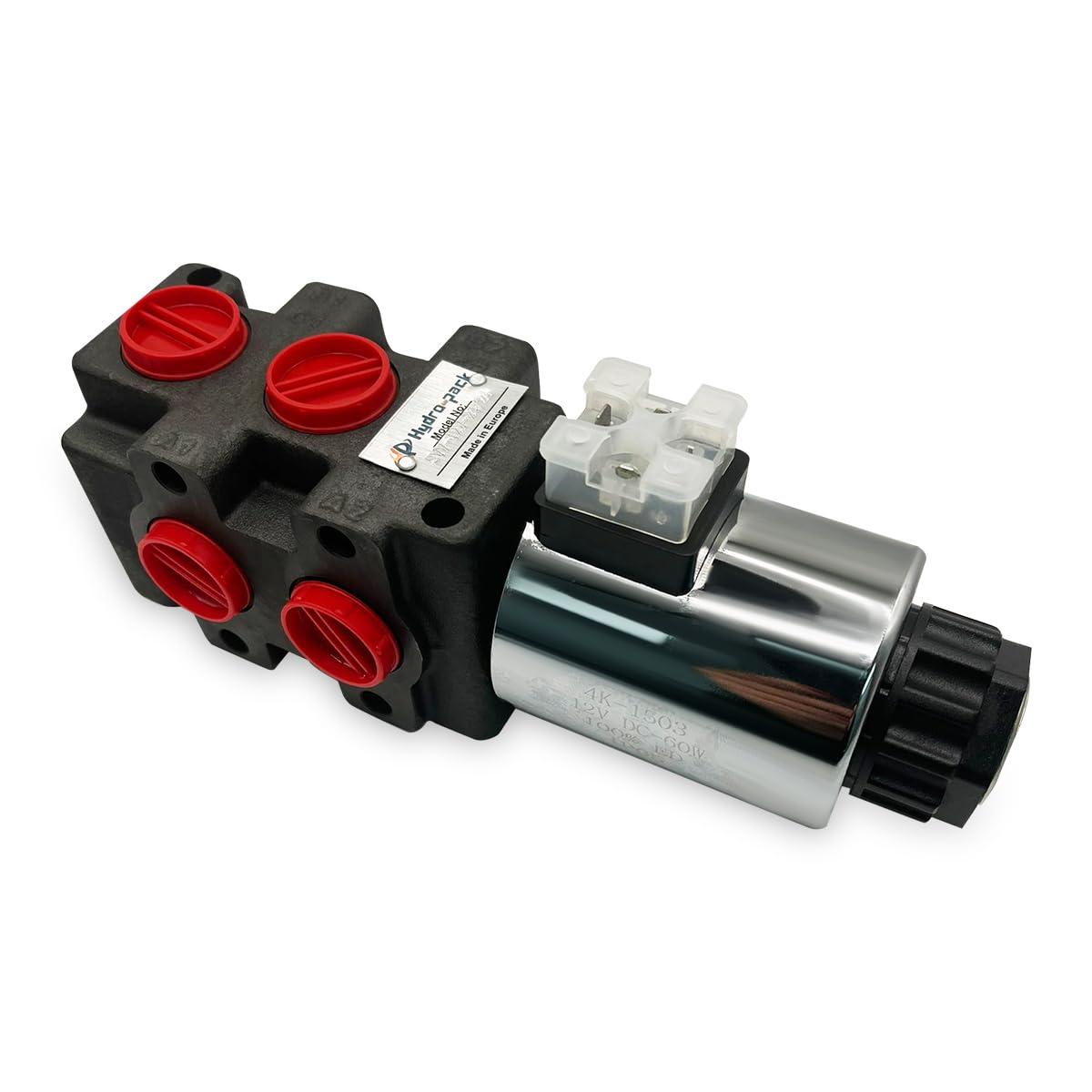 Hydraulic Solenoid Diverter Valve 6-Port Selector, 24 GPM 3600 PSI, SAE 8 Ports, 12V DC, 2-Position 6-way