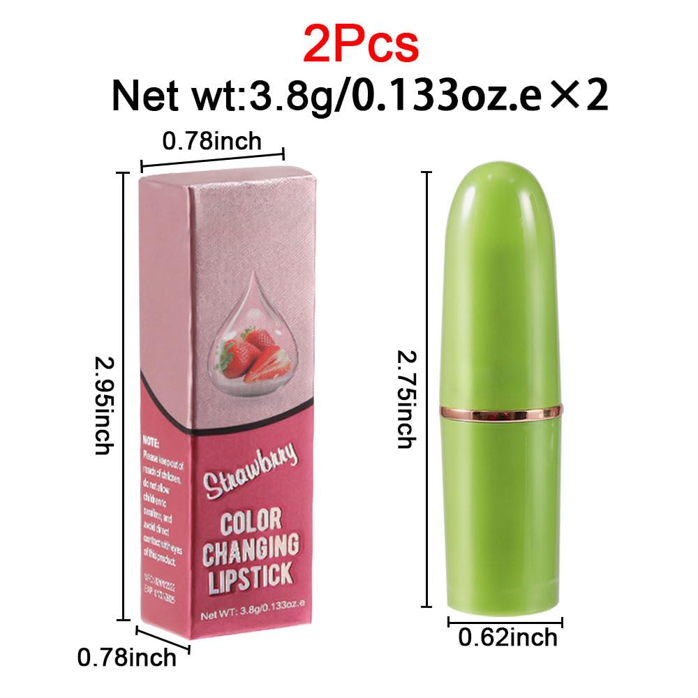 BINGBRUSH Aloe vera Color Changing Lipstick,Moisturizer Long Lasting Lip Care Magic Lip Gloss,Mood Makeup Lipstick Set,24 hours original(3Pcs Aloe+Strawberry+Cherry, 3 Count (Pack of 1)): 2 Count (Pack of 1) 2pcs Strawberry
