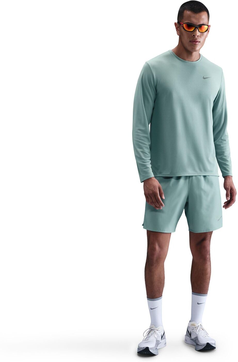 Nike Herren Miler Dri-Fit Uv Running Langarmshirt, Cannon/Reflective Silve, XL