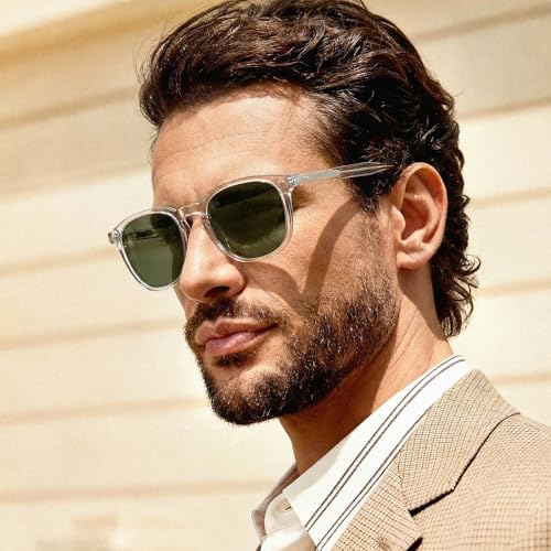 Image of CARFIA Retro Cool Acetate Polarized Sunglasses for Men UV Protection, Outdoor Fashion Driving Eyewears Male Square Sunnies